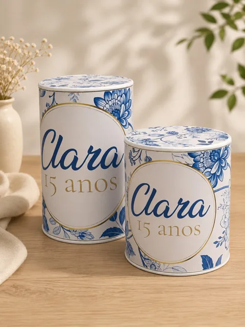 Latas personalizadas com estampa floral