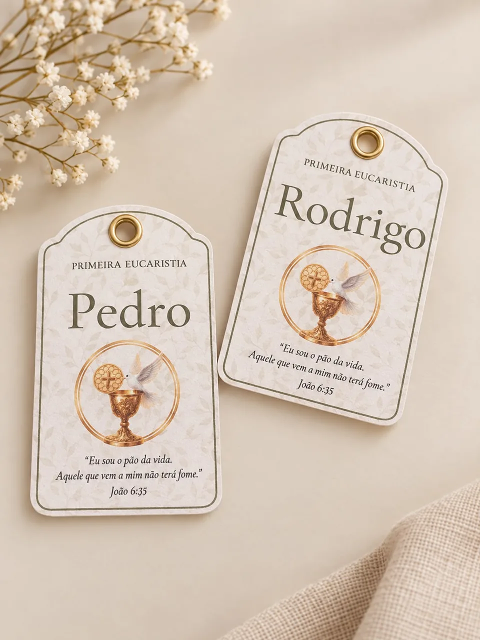 Tags personalizadas para primeira eucaristia