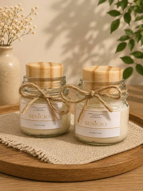 Velas em potes de vidro personalizadas
